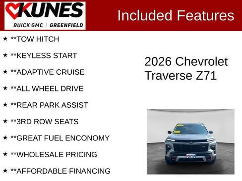 Used 2026 Chevrolet Traverse Z71 w/ Driver Confidence Package AWD/4WD image 3