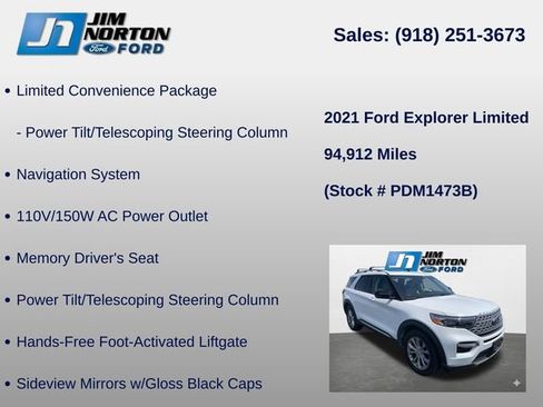 Used 2021 Ford Explorer Limited w/ Equipment Group 301A AWD/4WD image 12