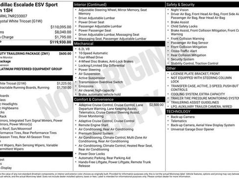 Used 2022 Cadillac Escalade ESV Sport Platinum w/ Heavy-Duty Trailer Package AWD/4WD image 7