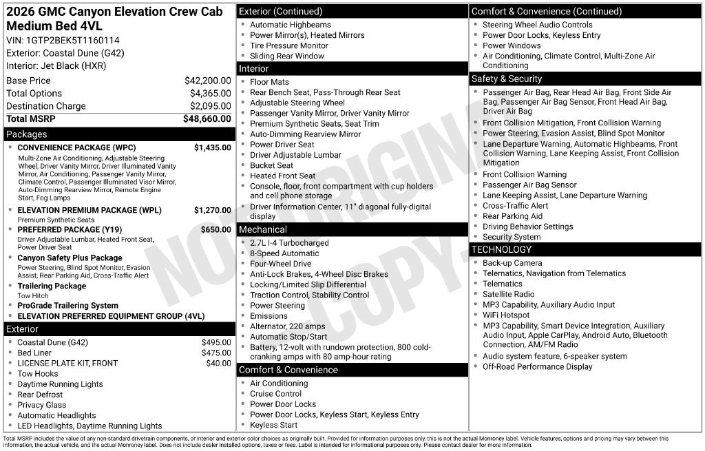 Used 2026 GMC Canyon Elevation w/ Convenience Package AWD/4WD image 6