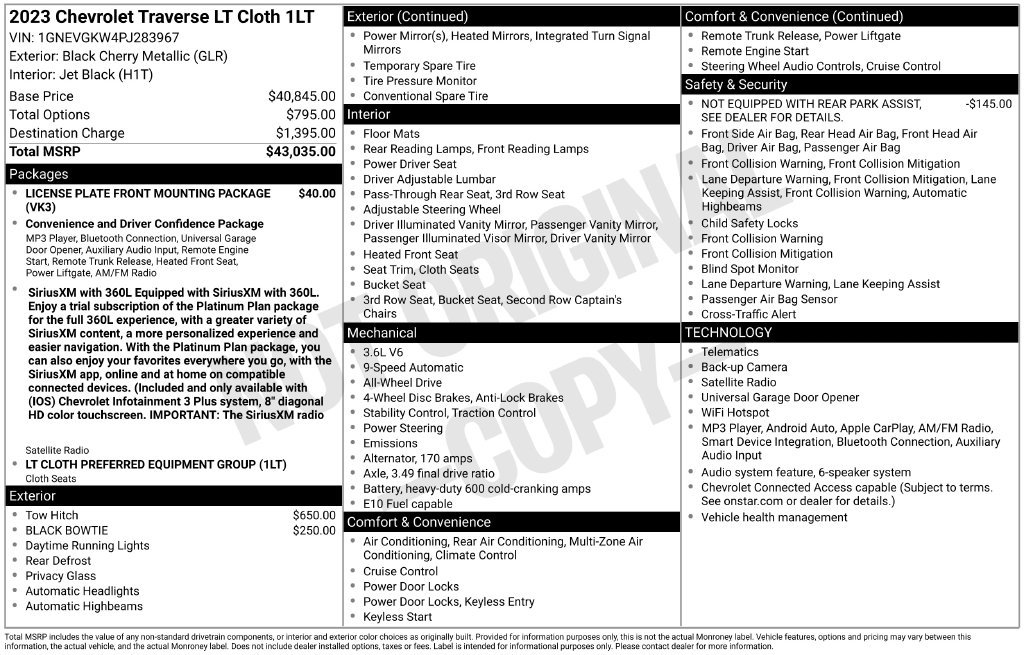 Used 2023 Chevrolet Traverse LT AWD/4WD image 39