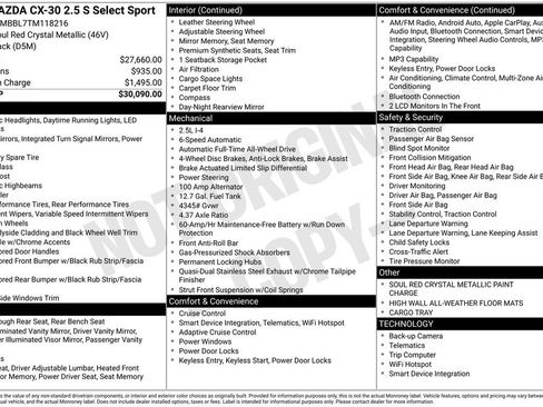 New 2026 MAZDA CX-30 AWD 2.5 S w/ Select Sport Pkg image 9