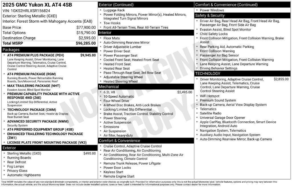 Used 2025 GMC Yukon XL AT4 w/ AT4 Premium Plus Package AWD/4WD image 5