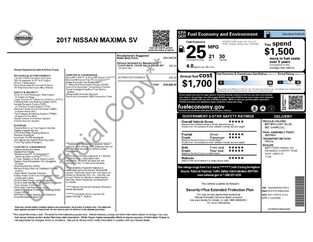 Used 2017 Nissan Maxima 3.5 SV FWD image 48