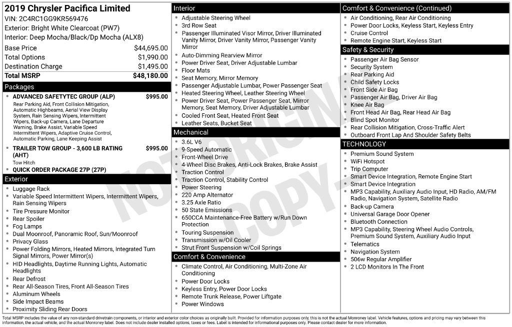 Used 2019 Chrysler Pacifica Limited FWD image 35