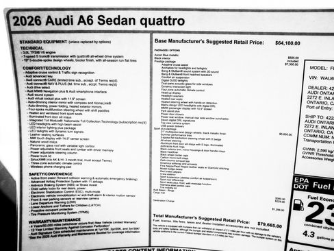 New 2026 Audi A6 Prestige image 32