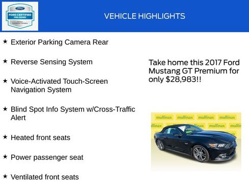Certified 2017 Ford Mustang GT Premium w/ Equipment Group 401A RWD image 19