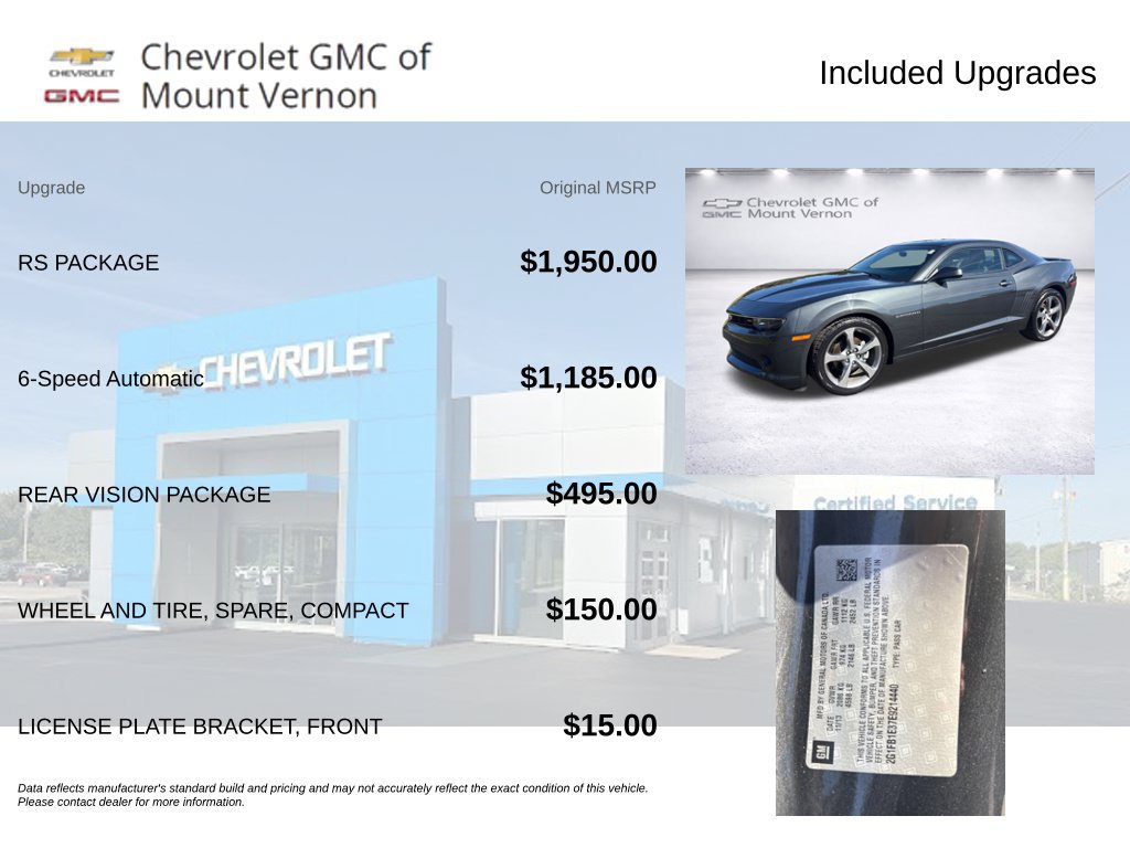 Used 2014 Chevrolet Camaro LT w/ RS Package RWD image 6