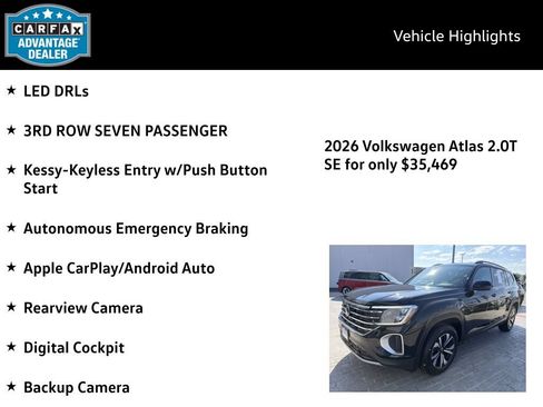Certified 2026 Volkswagen Atlas SE AWD/4WD image 4