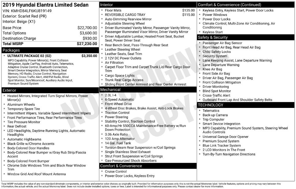 Used 2019 Hyundai Elantra Limited w/ Ultimate Package 02 FWD image 6