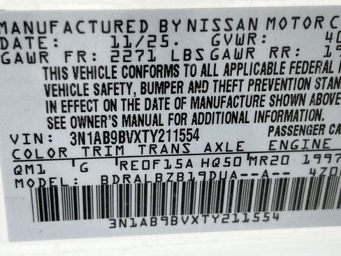 New 2026 Nissan Sentra S w/ S Cold Weather Package image 14