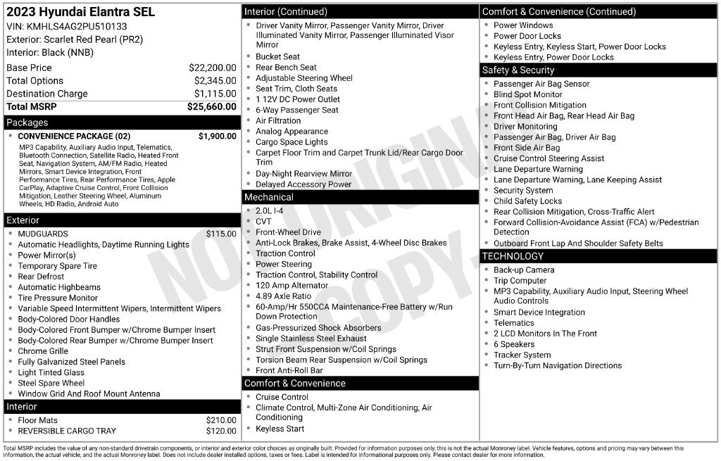 Used 2023 Hyundai Elantra SEL w/ Convenience Package FWD image 28