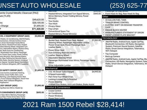 Used 2021 RAM 1500 Rebel w/ Rebel Level 2 Equipment Group AWD/4WD image 46