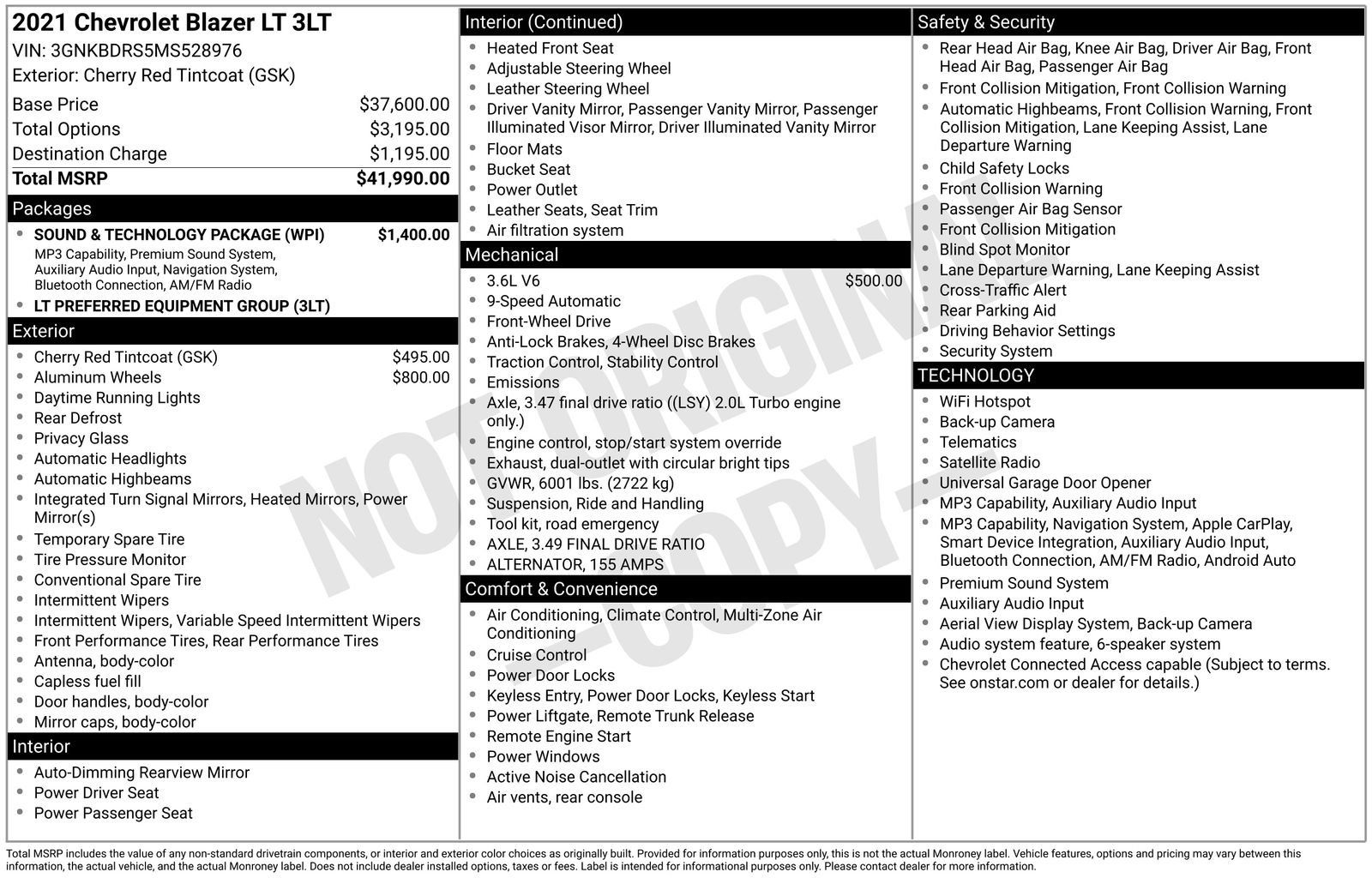Used 2021 Chevrolet Blazer LT w/ Sound & Technology Package FWD image 37