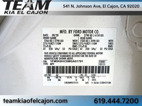 Used 2021 Ford Explorer Platinum w/ Equipment Group 601A AWD/4WD image 36