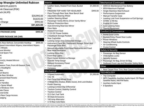 Used 2015 Jeep Wrangler Unlimited Rubicon w/ Max Tow Package AWD/4WD image 39