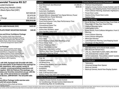 Used 2023 Chevrolet Traverse RS w/ LPO, Floor Liner Package AWD/4WD image 6