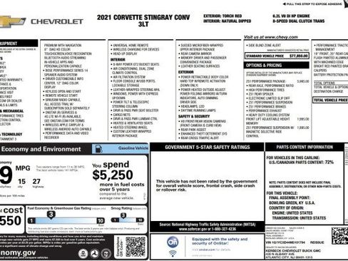 Used 2021 Chevrolet Corvette Stingray Premium Conv w/ Z51 Performance Package image 59