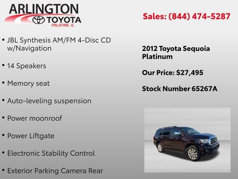 Used 2012 Toyota Sequoia Platinum AWD/4WD image 2