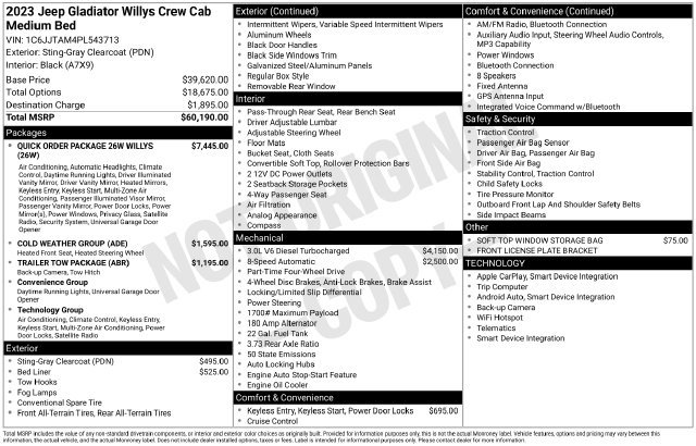 Certified 2023 Jeep Gladiator Sport AWD/4WD image 3