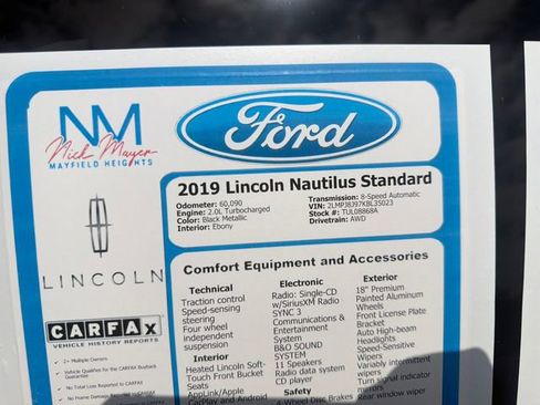 Used 2019 Lincoln Nautilus Premier AWD/4WD image 30
