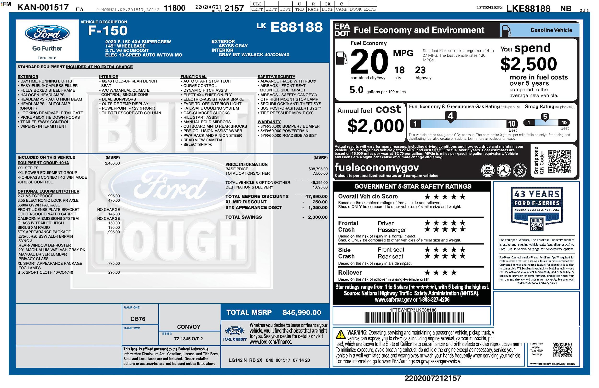 Used 2020 Ford F150 XL w/ Equipment Group 101A Mid AWD/4WD image 24