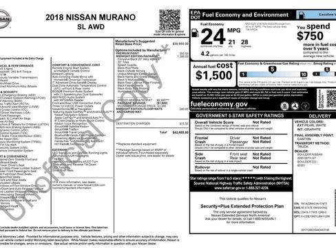 Used 2018 Nissan Murano SL w/ Midnight Edition Package AWD/4WD image 2
