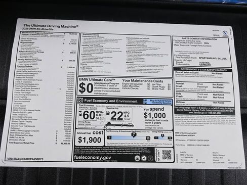 New 2026 BMW X5 xDrive50e w/ M Sport Package AWD/4WD image 37