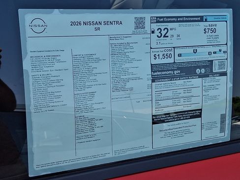 New 2026 Nissan Sentra SR w/ SR Premium Package FWD image 7