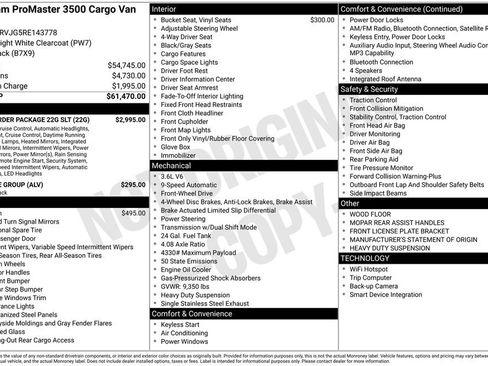 Used 2024 RAM ProMaster 3500 w/ Quick Order Package 22G SLT image 4