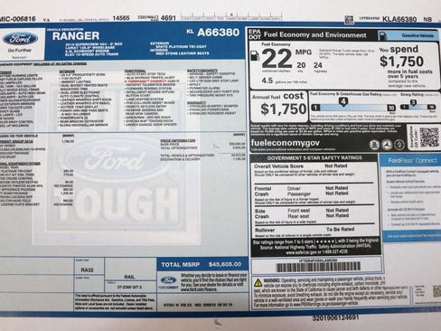 Used 2019 Ford Ranger Lariat w/ Equipment Group 501A Mid image 56