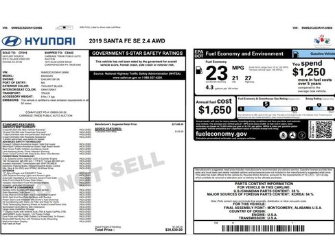 Used 2019 Hyundai Santa Fe SE AWD/4WD image 2