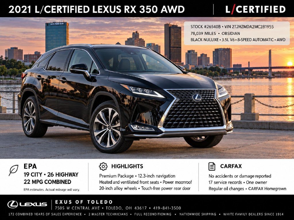 Certified 2021 Lexus RX 350 AWD w/ Premium Package image 3