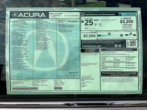 Certified 2025 Acura TLX w/ Technology Package image 44