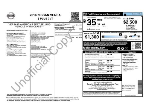 Used 2016 Nissan Versa S Plus image 3