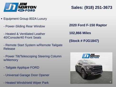 Used 2020 Ford F150 Raptor w/ Equipment Group 802A Luxury AWD/4WD image 16