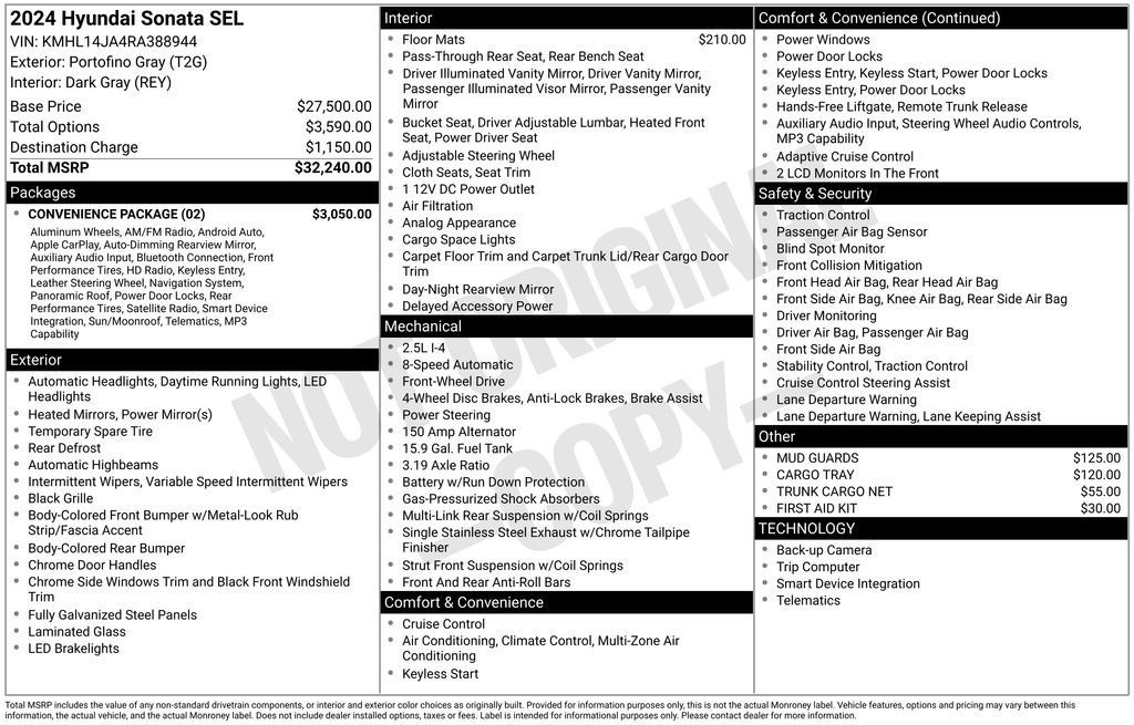 New 2024 Hyundai Sonata SEL w/ Convenience Package FWD image 6