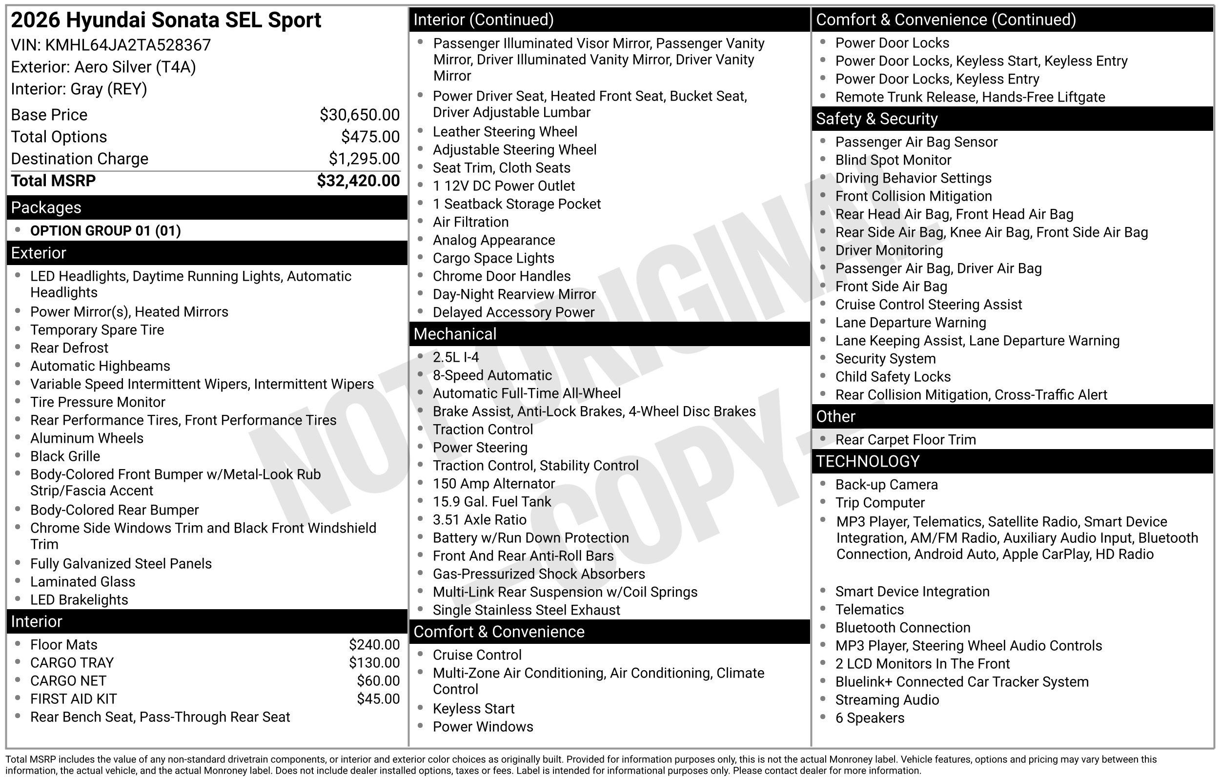Certified 2026 Hyundai Sonata SEL AWD/4WD image 2