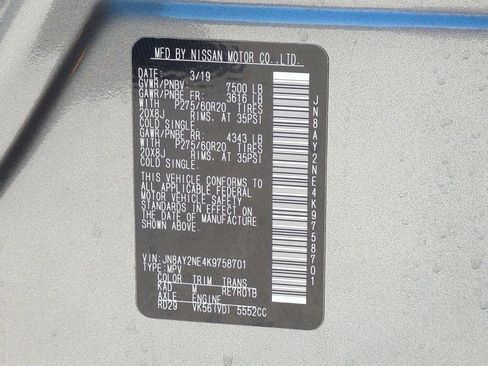 Certified 2019 Nissan Armada Platinum w/ Captain's Chairs Package image 35