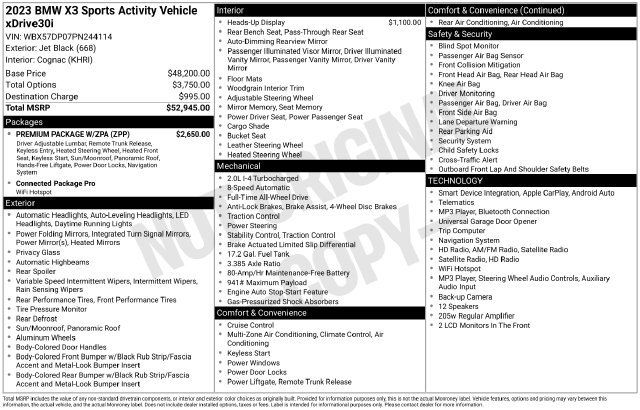 Certified 2023 BMW X3 xDrive30i w/ Premium Package w/ZPA AWD/4WD image 40