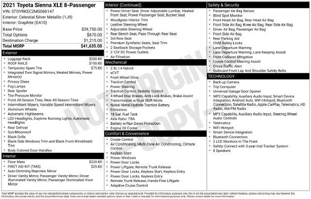 Certified 2021 Toyota Sienna XLE FWD image 36