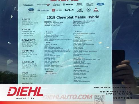 Used 2019 Chevrolet Malibu Hybrid FWD image 12