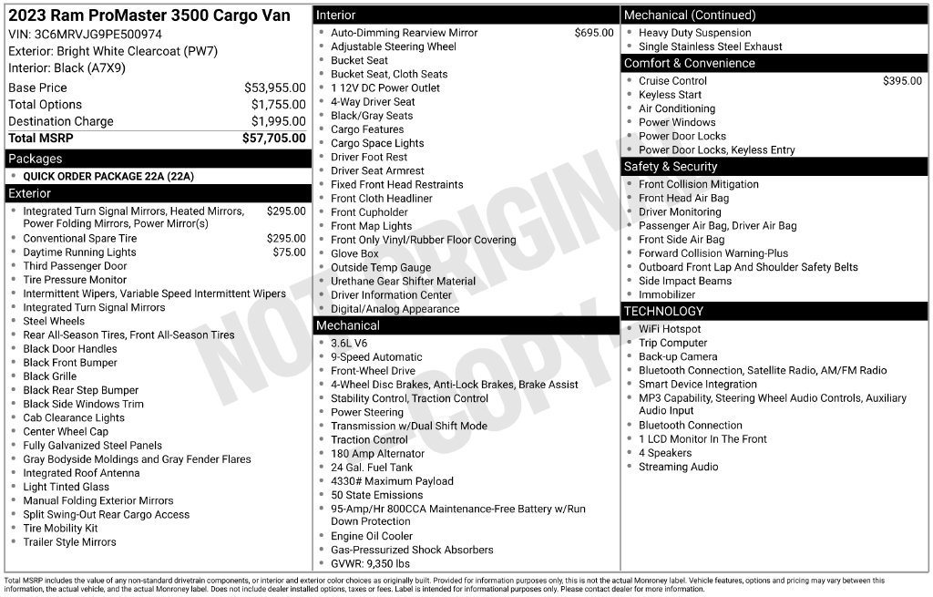 Used 2023 RAM ProMaster 3500 FWD image 10