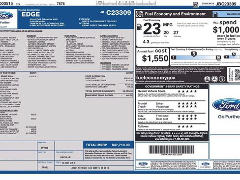 Used 2018 Ford Edge Titanium w/ Equipment Group 302A AWD/4WD image 2