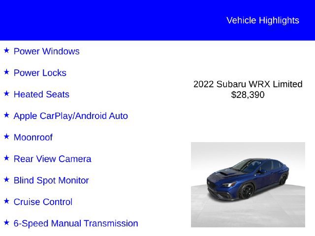 Used 2022 Subaru WRX Limited AWD/4WD image 2
