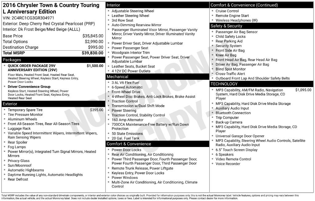 Used 2016 Chrysler Town & Country Touring-L FWD image 2