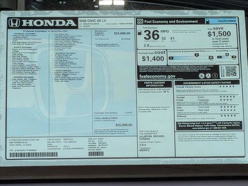 New 2026 Honda Civic LX image 17