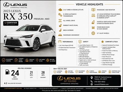 Used 2023 Lexus RX 350 Premium Plus w/ Cold Area Package AWD/4WD image 1