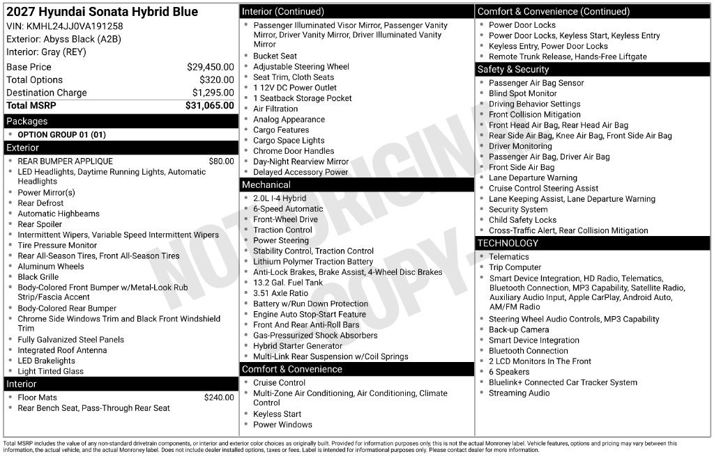 New 2027 Hyundai Sonata Blue FWD image 3