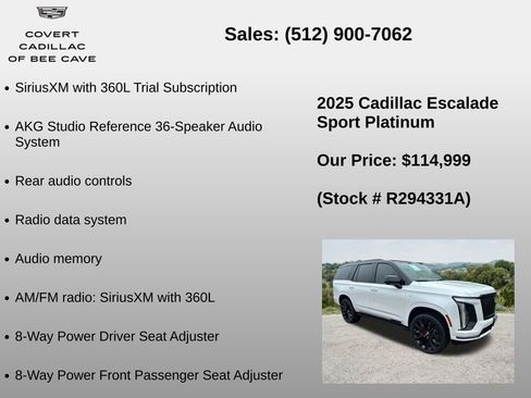 Used 2025 Cadillac Escalade Sport Platinum w/ LPO, ONYX Package AWD/4WD image 36